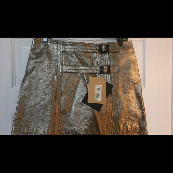 Galliano - Short Leather Metallic color Skirt - Picture 1 of 5